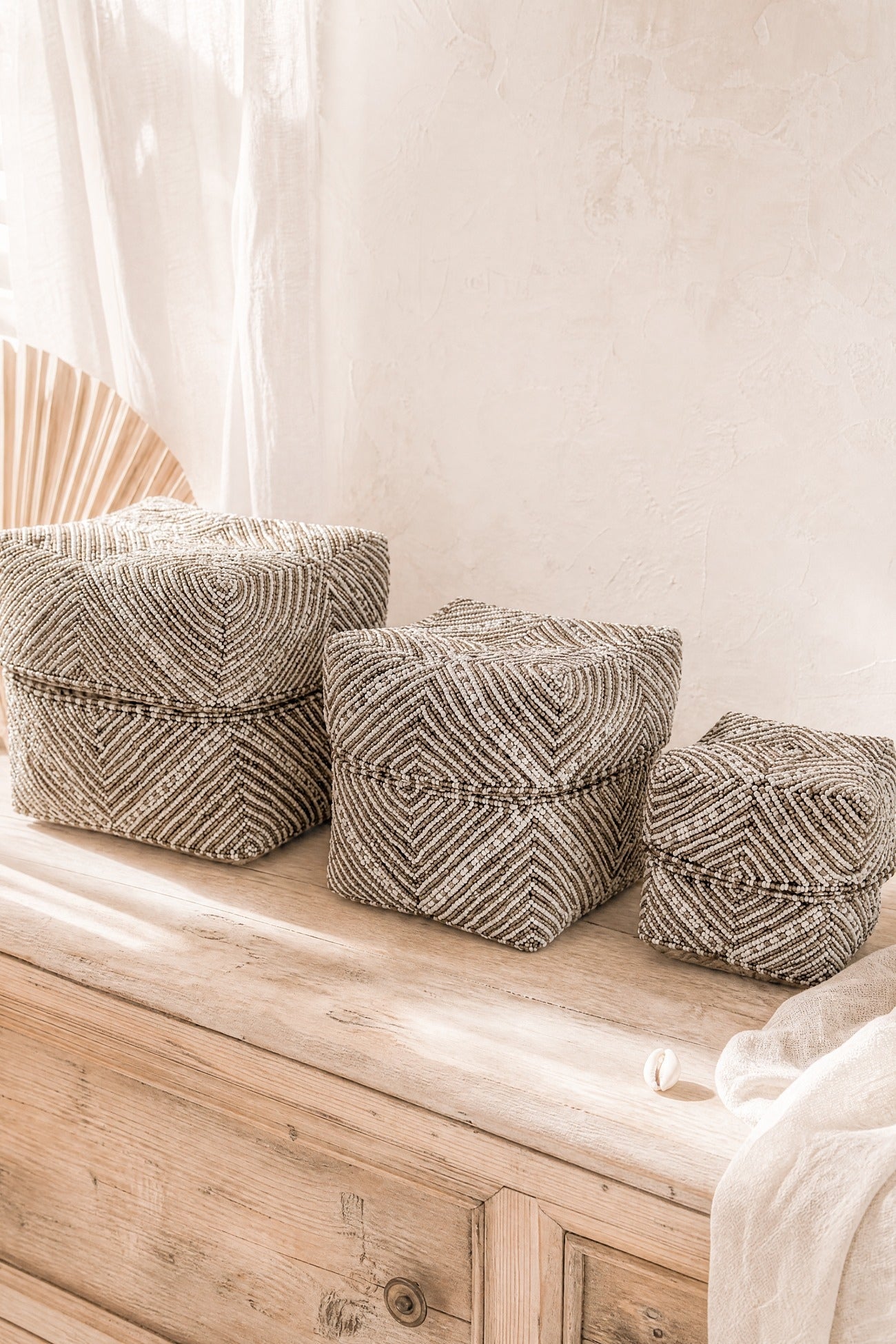 Quadratischer Korb Küstenbereich Natur | Boho-Dekor