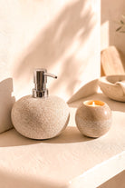 Ibizamode natural marble tealight holder with pearl texture in bohemian interior styling