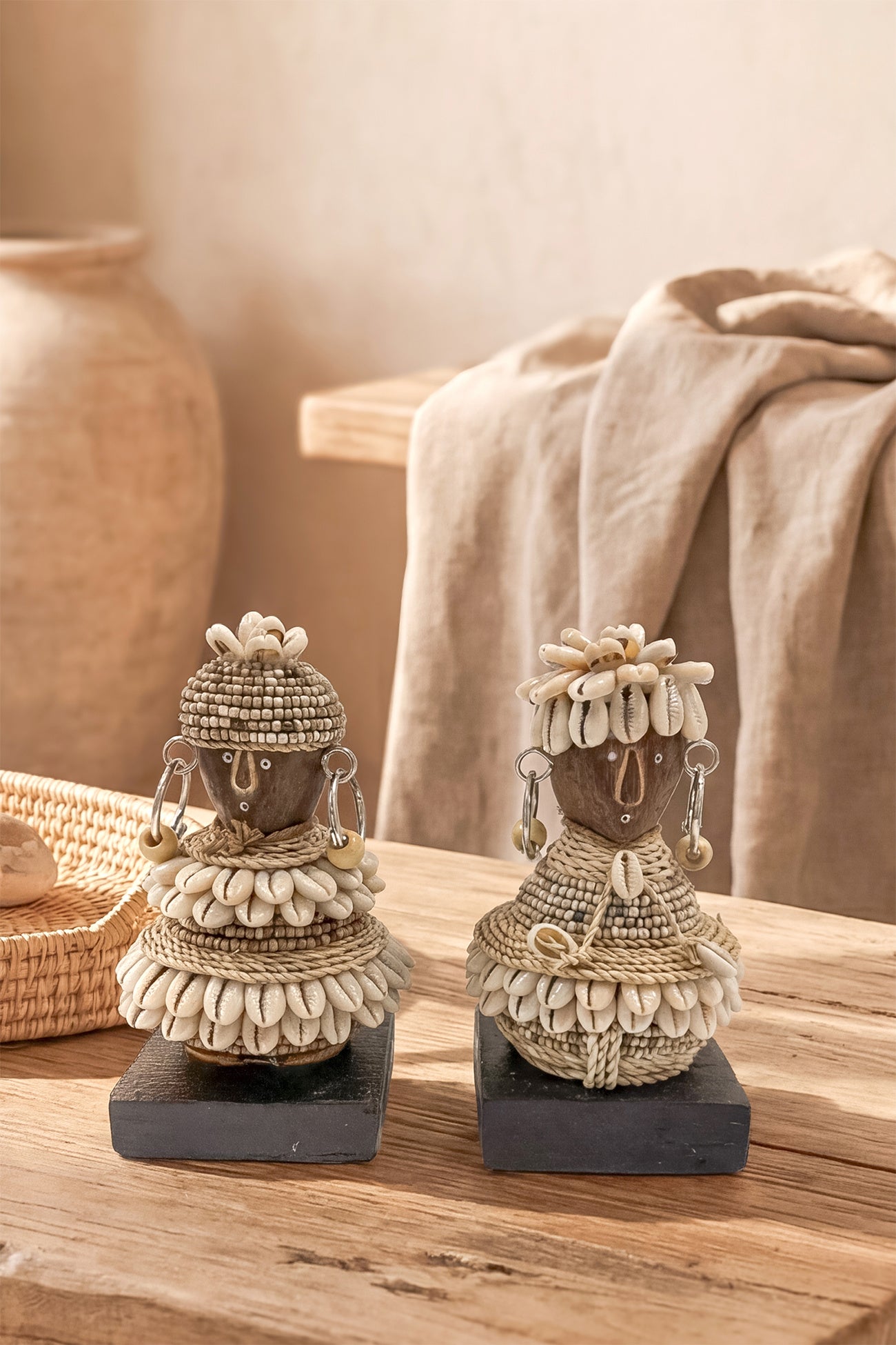 Ibizamode handcrafted little sahara boho doll with shell details in bohemian interior