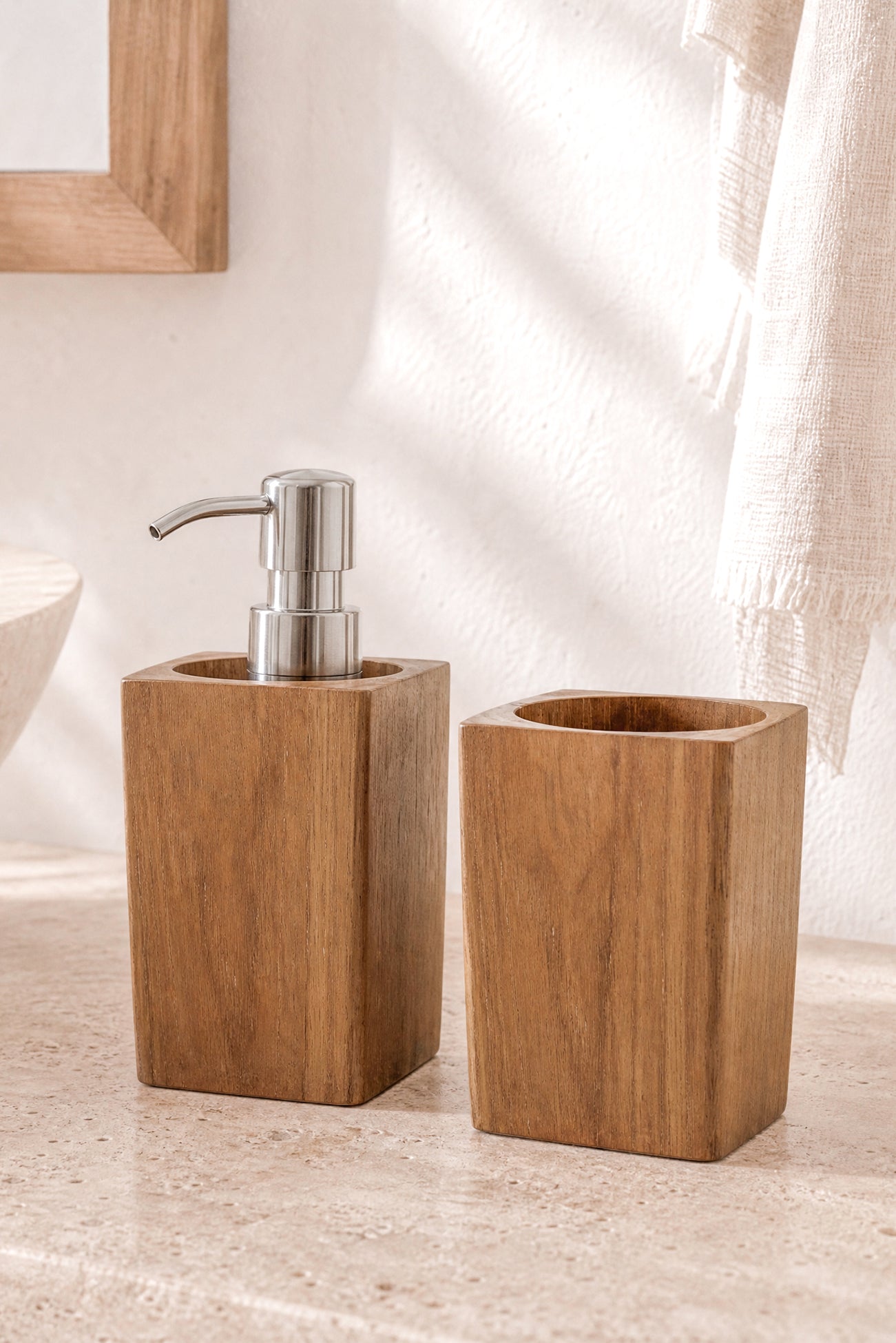 Ibzhome Wooden Cup Square houten badkameraccessoire in bohemian stijl