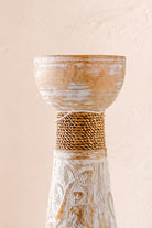 Ibzhome Leaves Candlestick Natural houten kandelaar met carved bohemian details