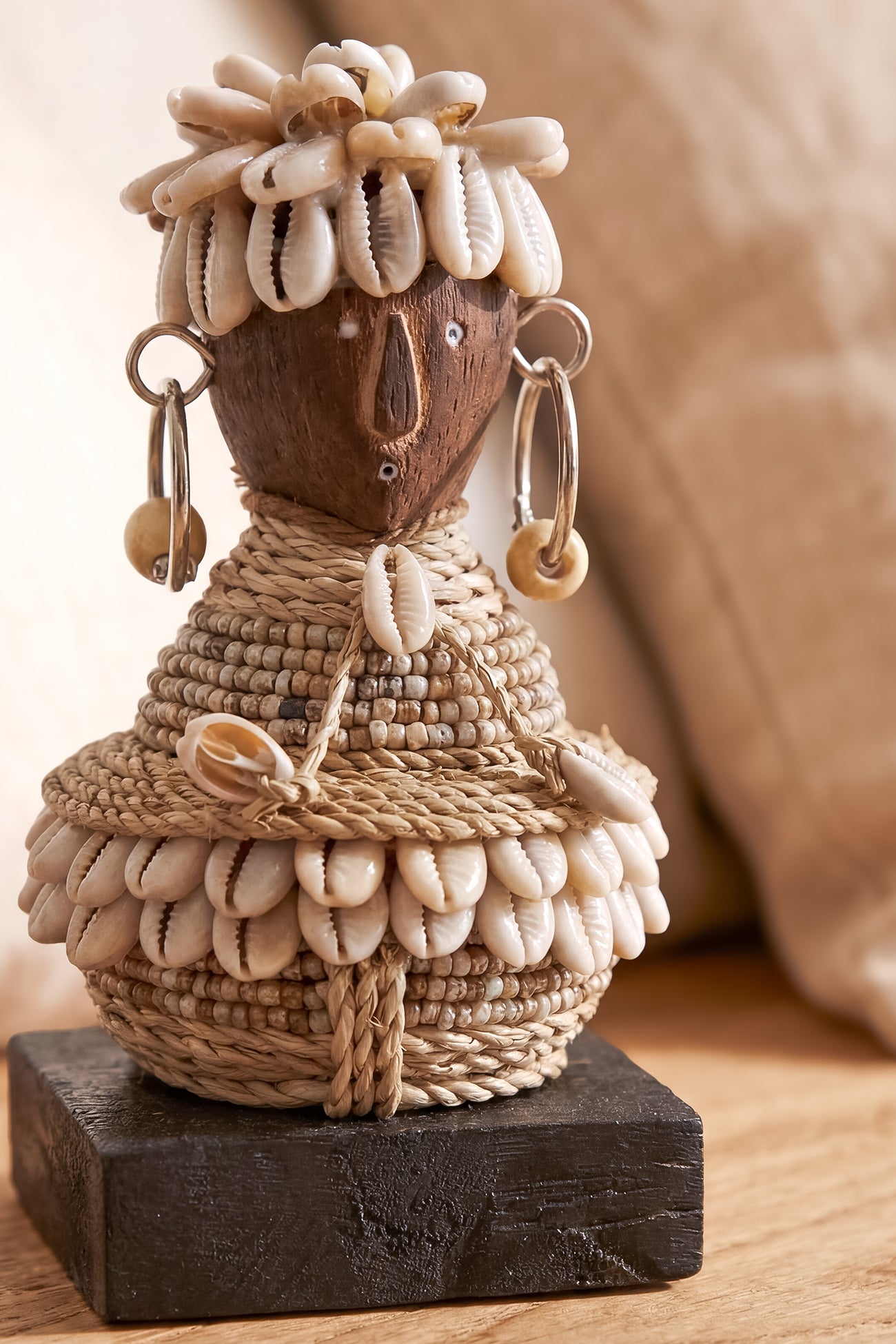 Ibizamode handcrafted little sahara boho doll with shell details in bohemian interior