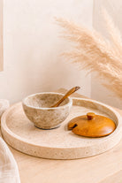 Ibzhome Marble Sugar Pot marmeren suikerpot met houten deksel en lepel