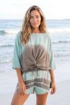 Ibizamode Top Mega Almora Mint with airy printed look and feminine summer fit