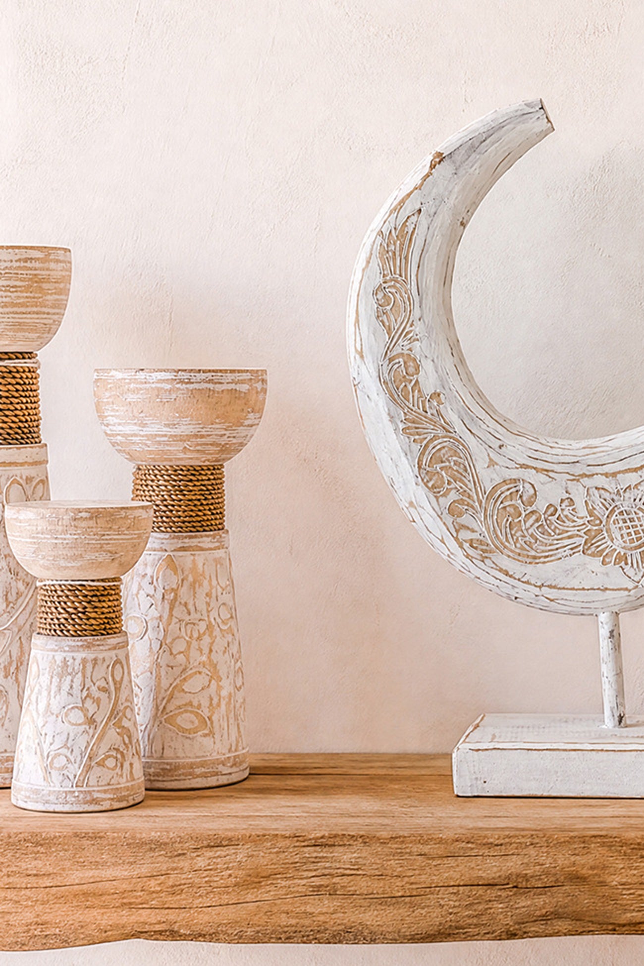 Ibzhome Ibiza Moon Sculpture White decoratief maanbeeld voor bohemian interieur