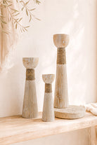 Ibzhome Boho Candlestick Natural houten kandelaar voor Ibiza interieur