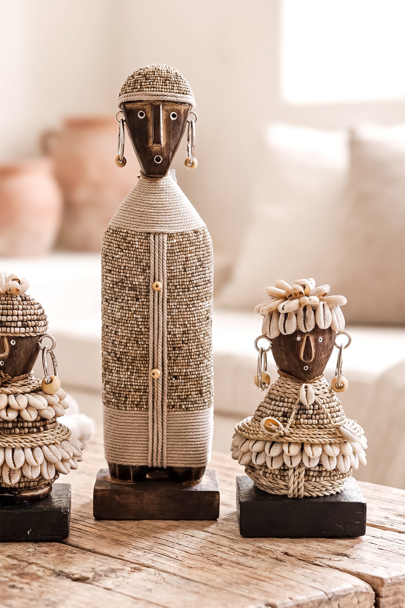 Ibizamode handcrafted little sahara boho doll with shell details in bohemian interior