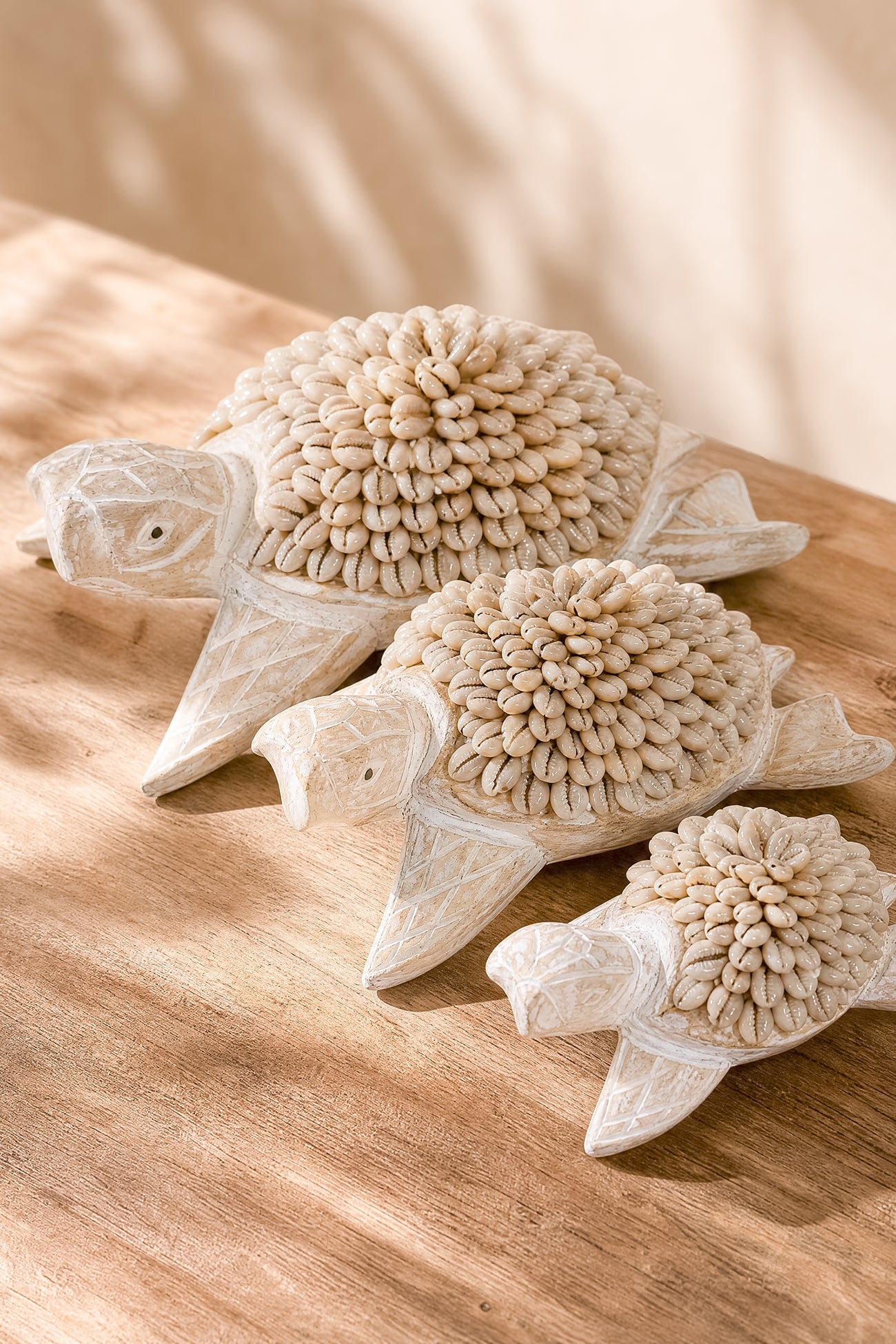 Ibizamode handcrafted turtle decor with shell details in natural bohemian interior