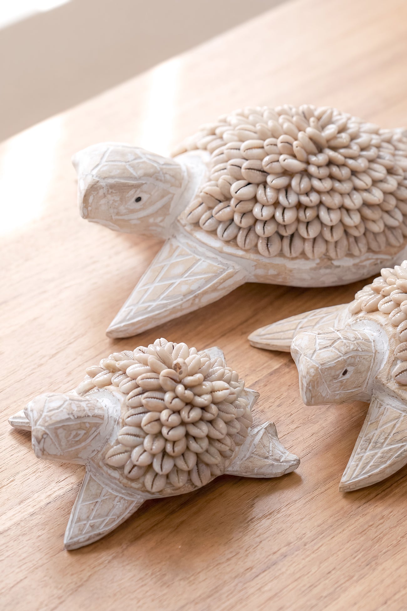 Ibizamode handcrafted turtle decor with shell details in natural bohemian interior