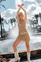 Ibizamode MOOST Emily Ajour Top Camel ajour knit boho chic festival outfit