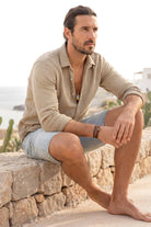 Isla Ibiza Bonita Shirt Cotton Antonio Khaki mens outfit