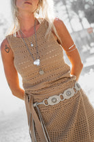 Ibizamode MOOST Emily Ajour Top Camel ajour knit boho chic festival outfit