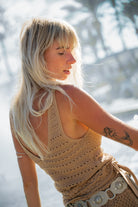 Ibizamode MOOST Emily Ajour Top Camel ajour knit boho chic festival outfit