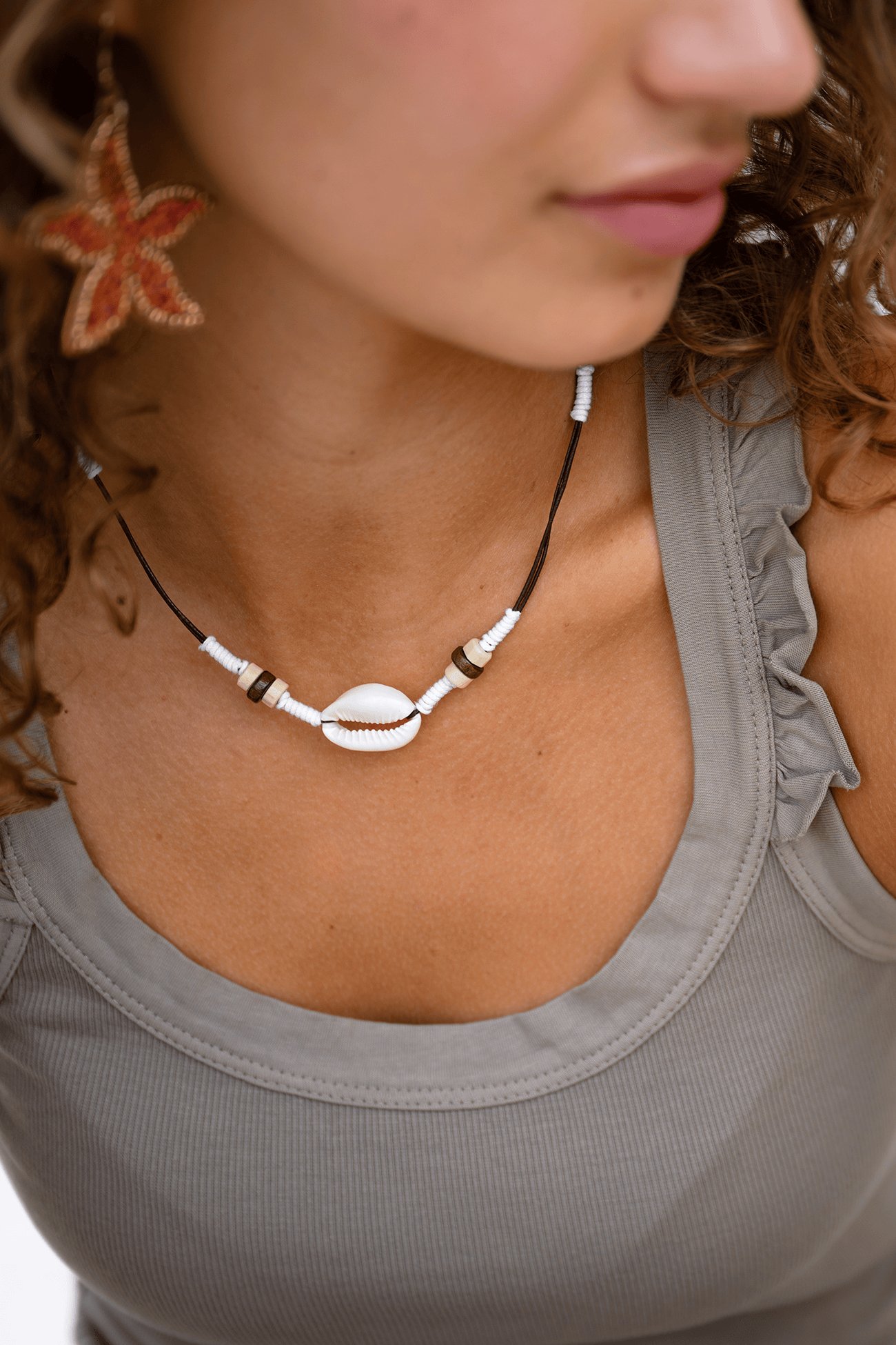 Isla Ibiza Bonita earrings Arenita terra star shape with terracotta beads