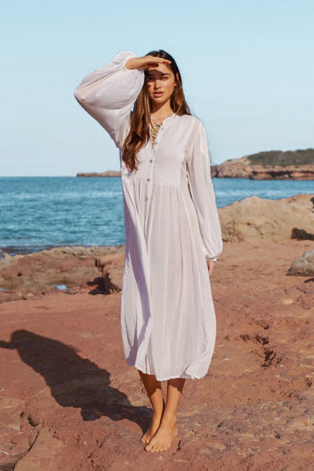 Bohemian blouse in white van Isla Ibiza, Brands of Ibiza