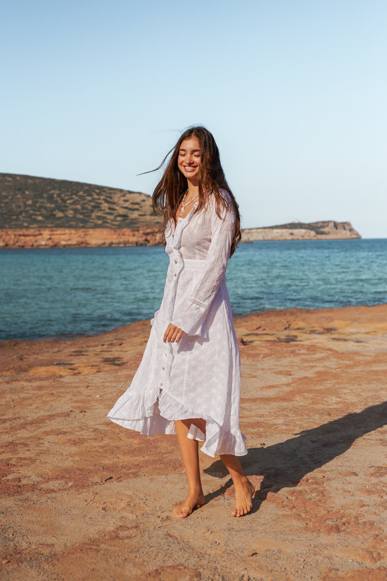 Bohemian jurk in white van Isla Ibiza, Brands of Ibiza