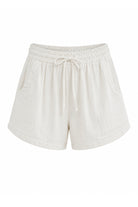 Ibzmode Short Fiola Brisola Ivory cotton shorts with fringe details