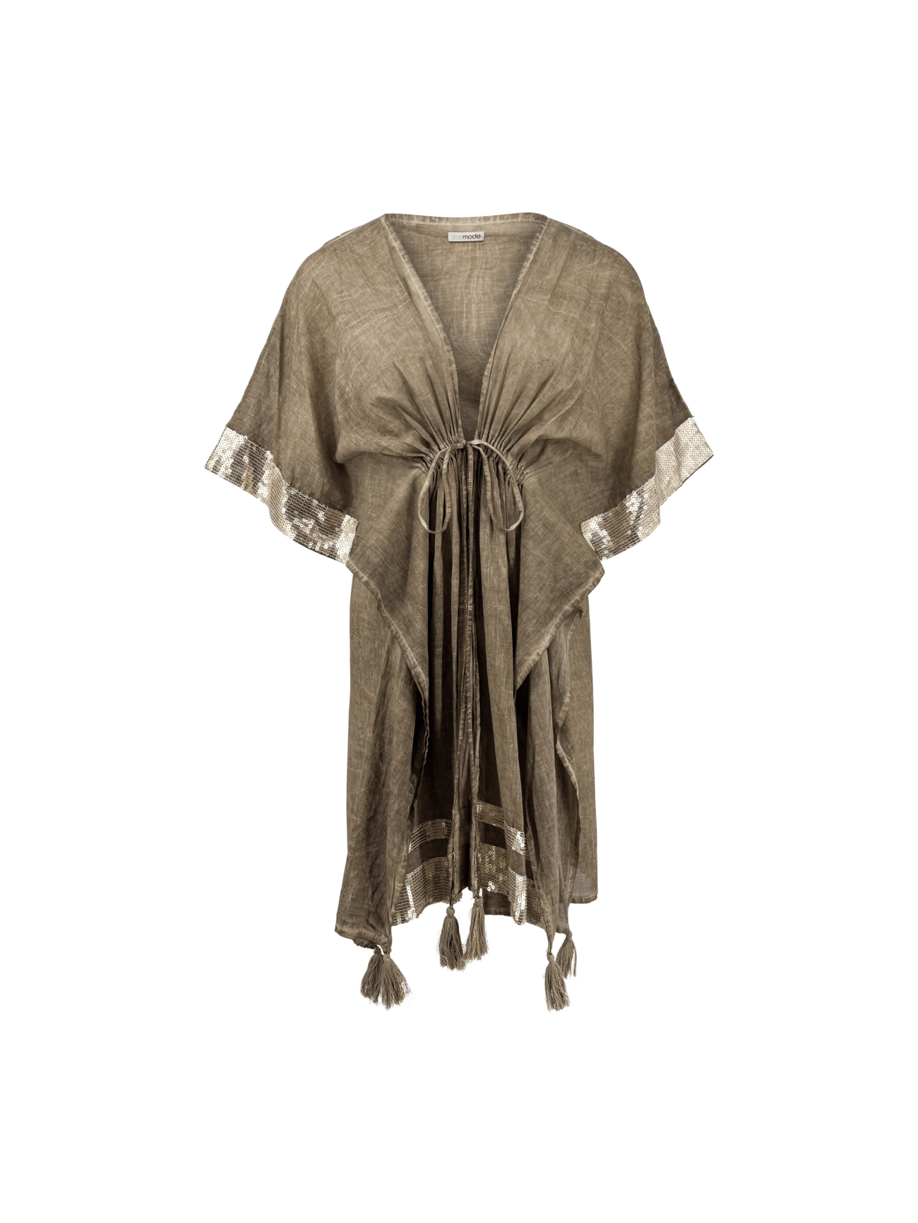 Bohemian kimono in taupe van ibzmode, Brands of Ibiza