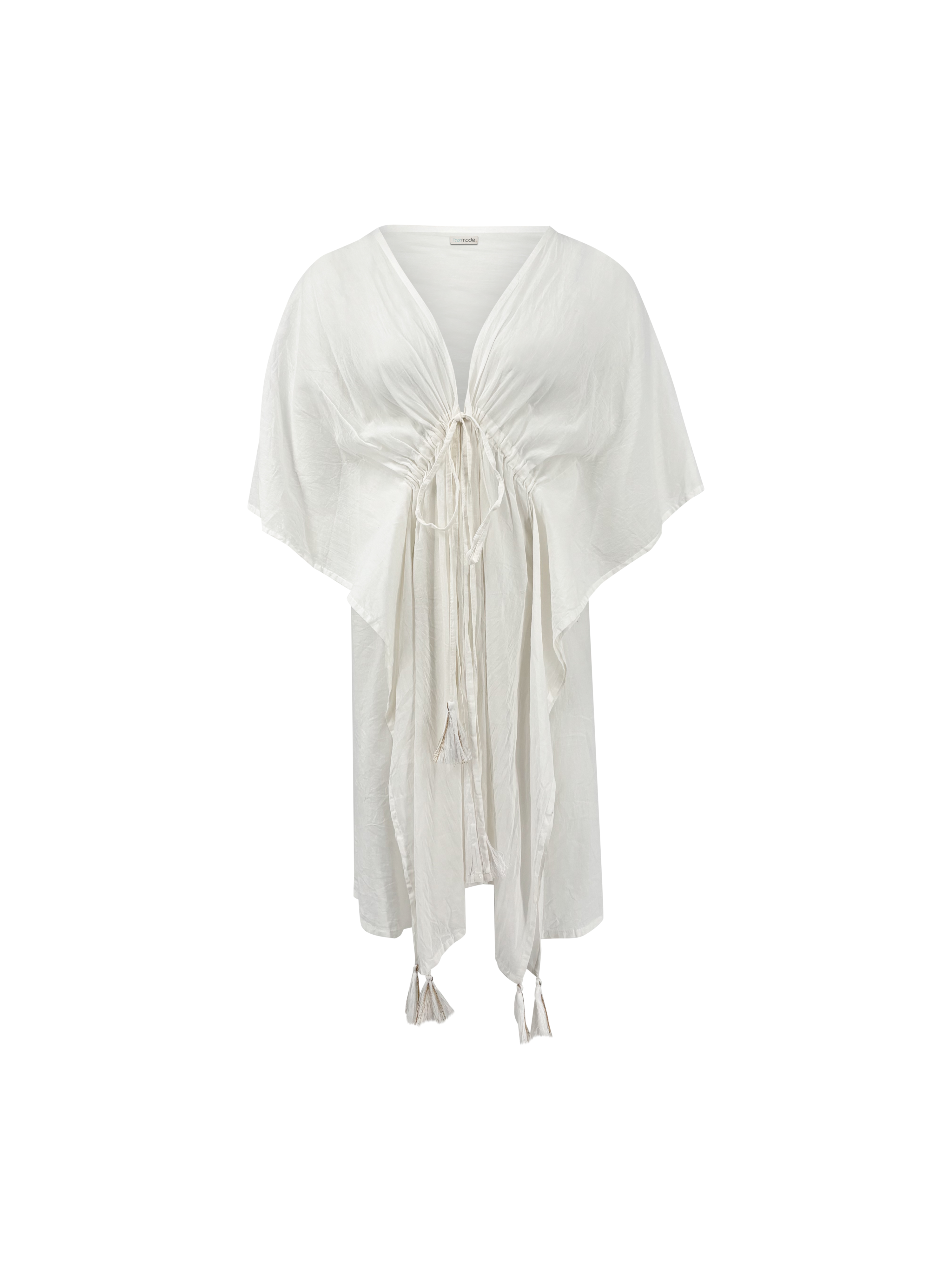 Bohemian kimono in white van ibzmode, Brands of Ibiza