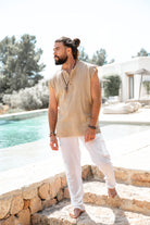 Bohemian top in sand van ibzmode, Brands of Ibiza