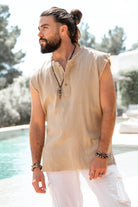 Bohemian top in sand van ibzmode, Brands of Ibiza