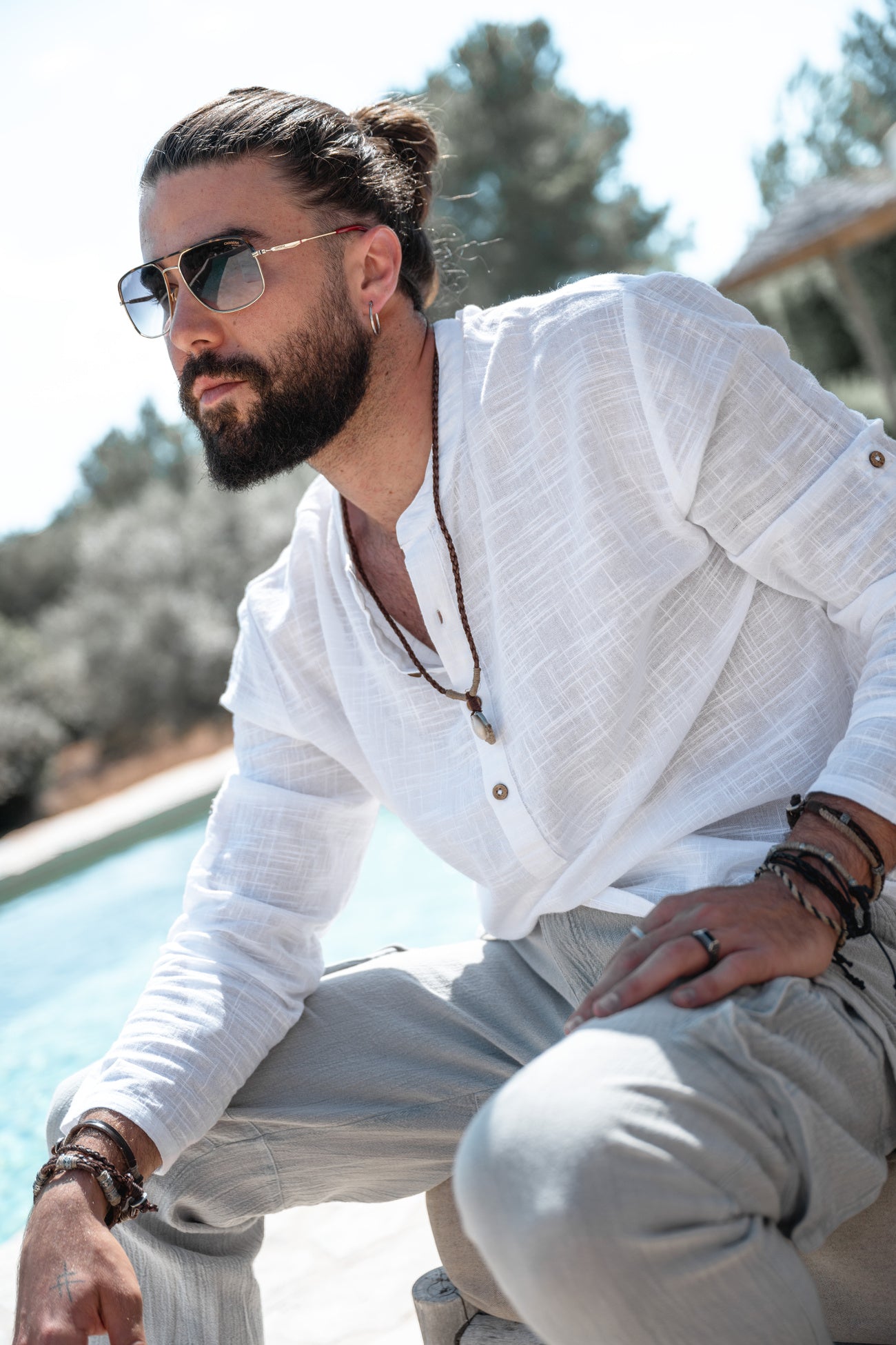 Bohemian blouse in white van ibzmode, Brands of Ibiza