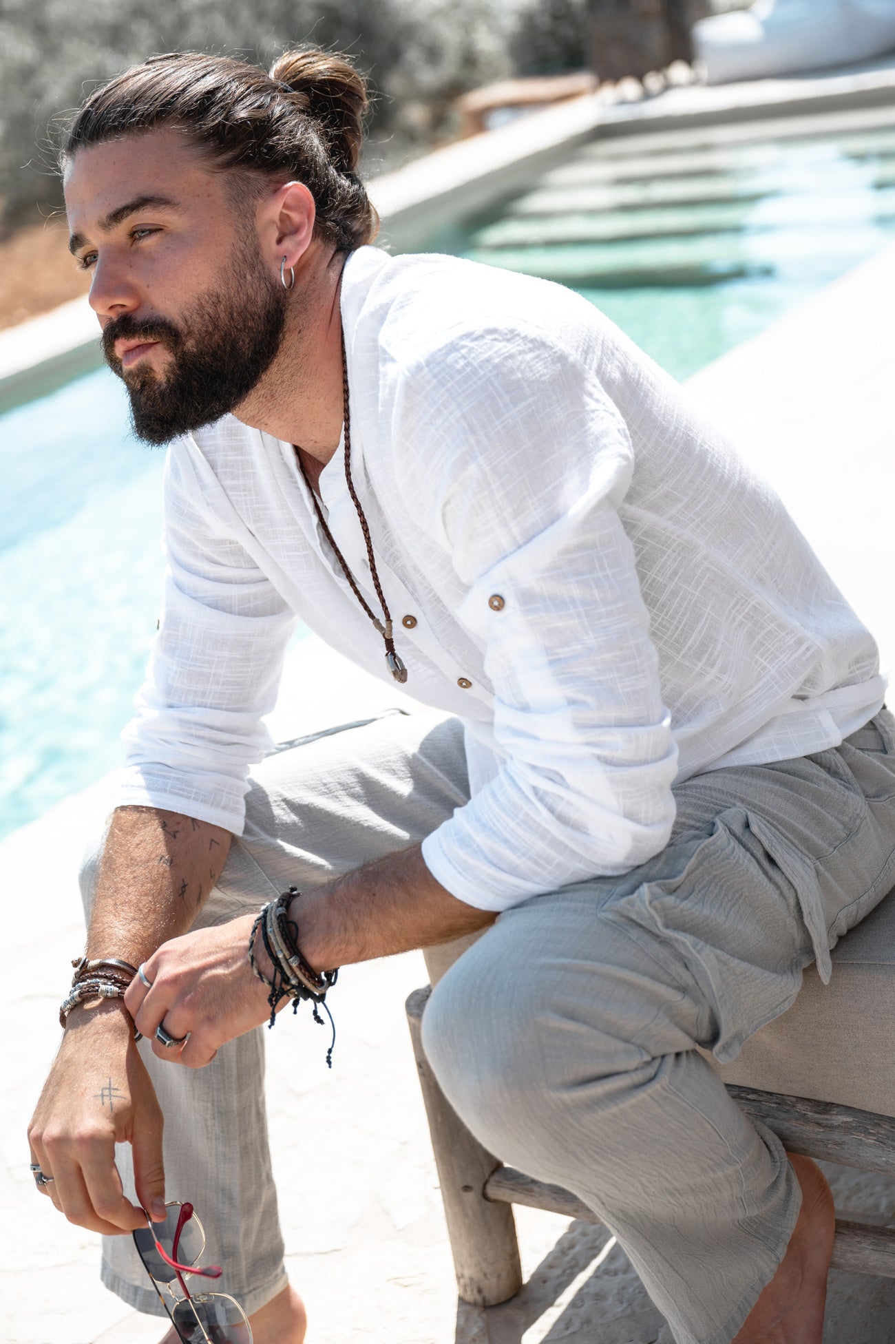 Bohemian blouse in white van ibzmode, Brands of Ibiza
