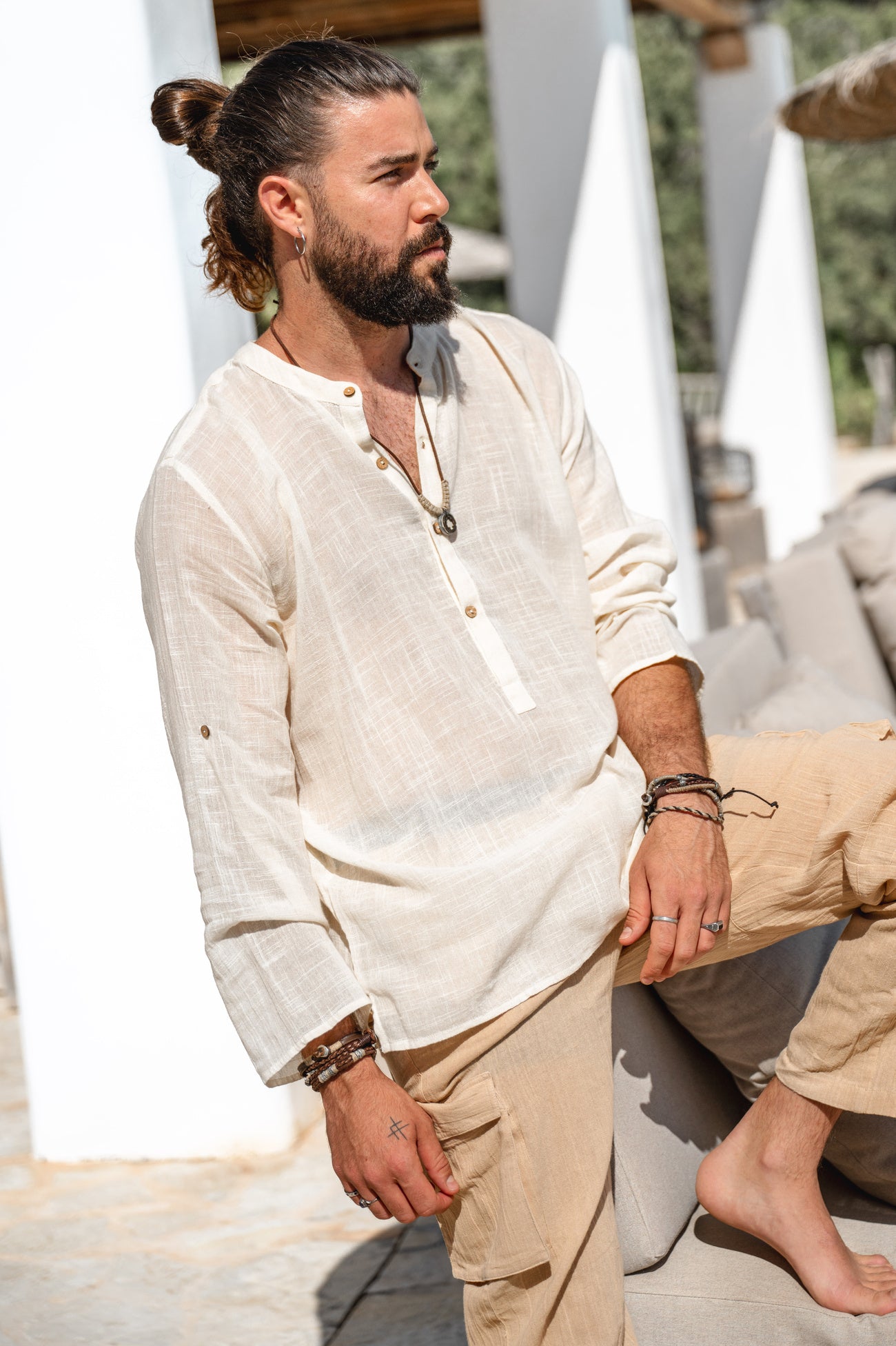 Blusa bohemia en color crudo de ibzmode, Brands of Ibiza