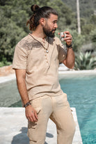 Bohemian blouse in sand van ibzmode, Brands of Ibiza