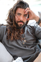 Bohemian blouse in anthracite van ibzmode, Brands of Ibiza