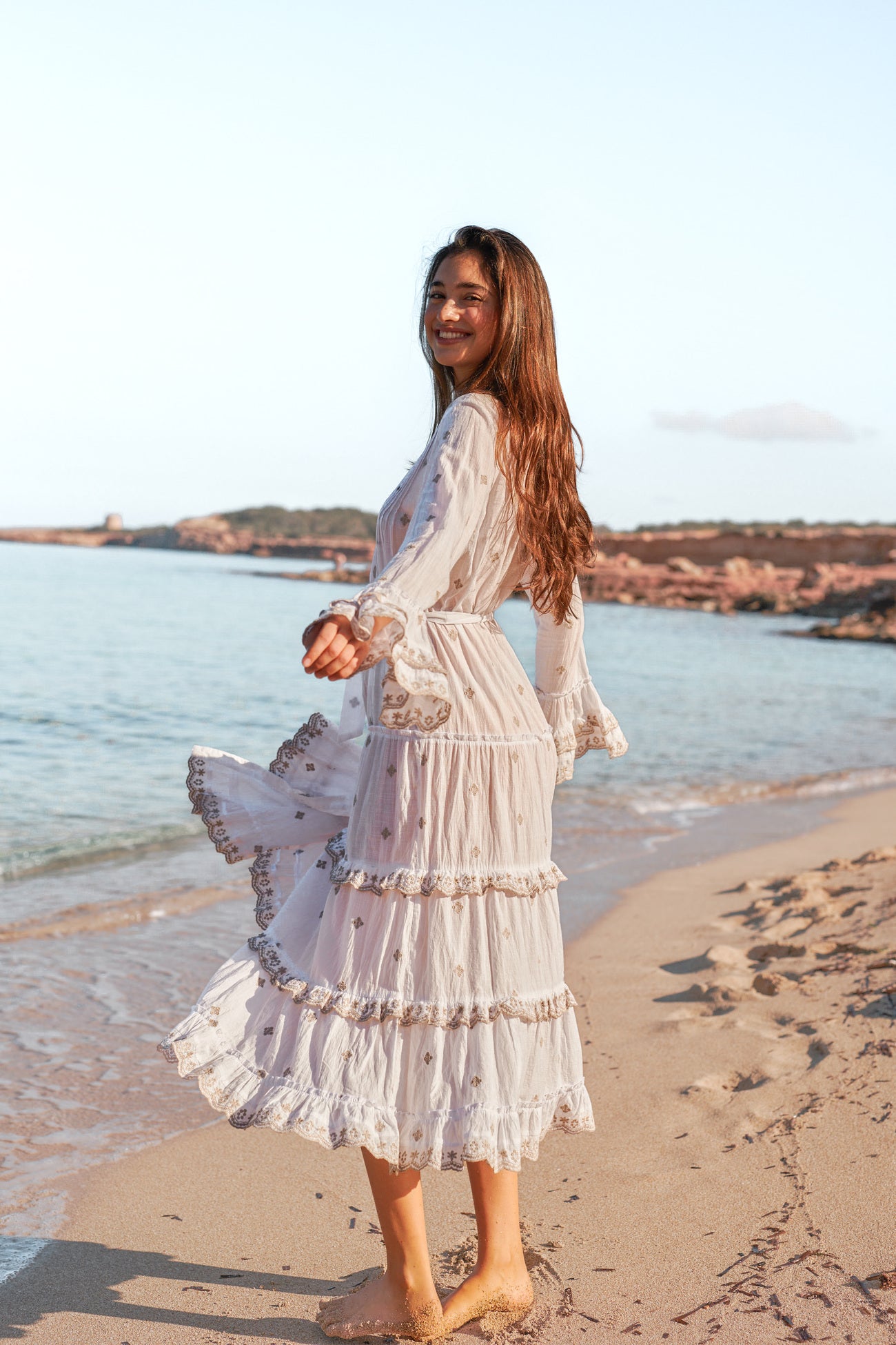 Bohemian jurk in white van Isla Ibiza, Brands of Ibiza
