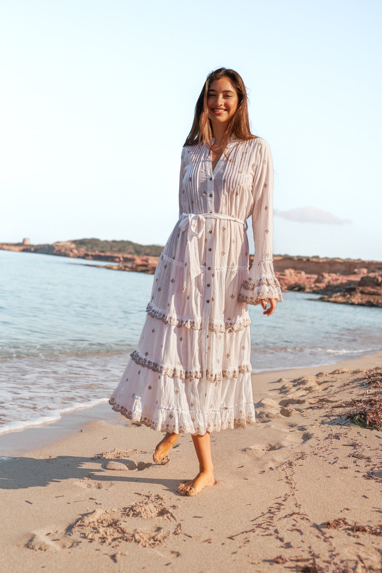 Bohemian jurk in white van Isla Ibiza, Brands of Ibiza