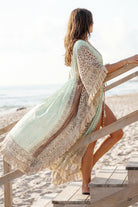 Ibzmode Long Kimono Fiore Miranza Mint bohemian beach kimono