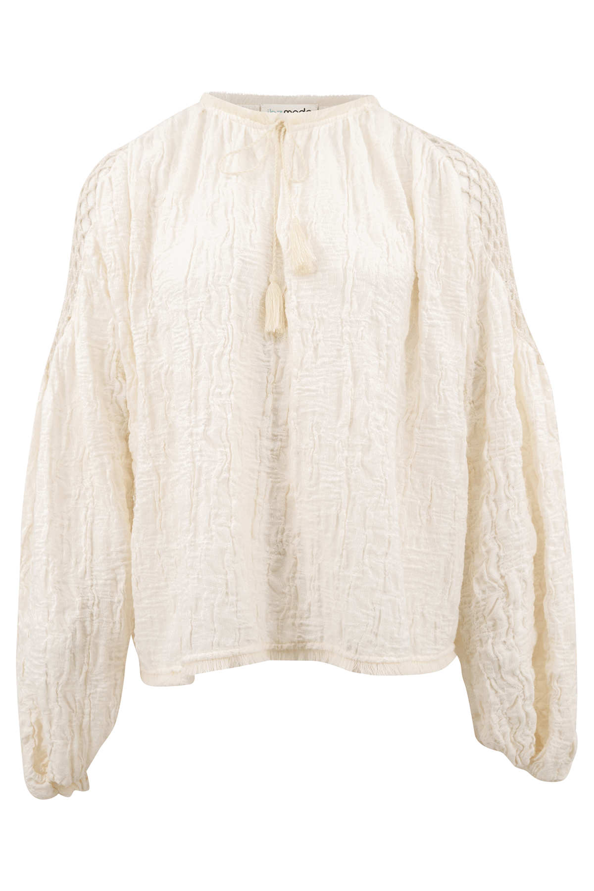 Bohemian blouse in off white van ibzmode, Brands of Ibiza