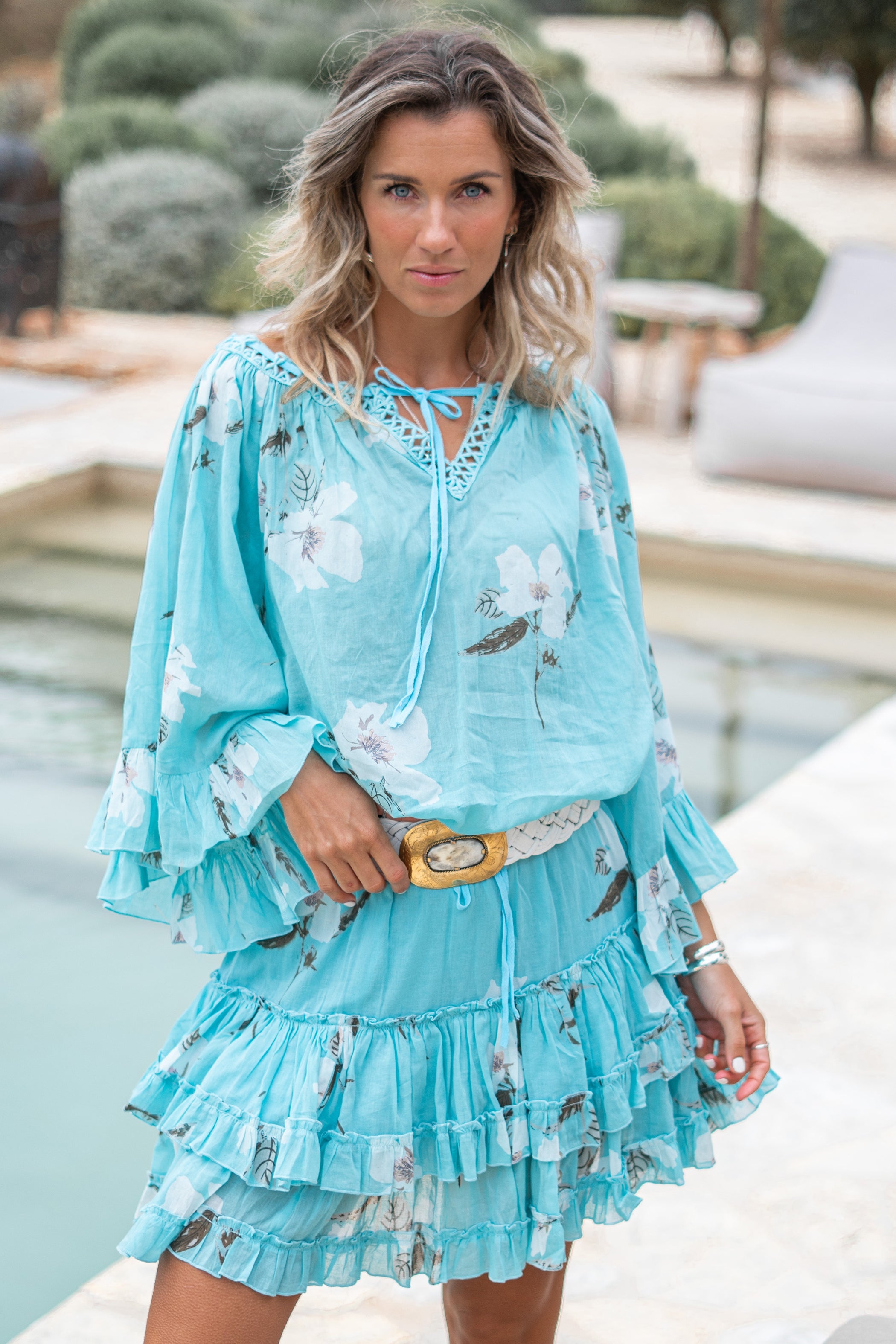 Skirt Dora Bloom Turquoise ibizamode