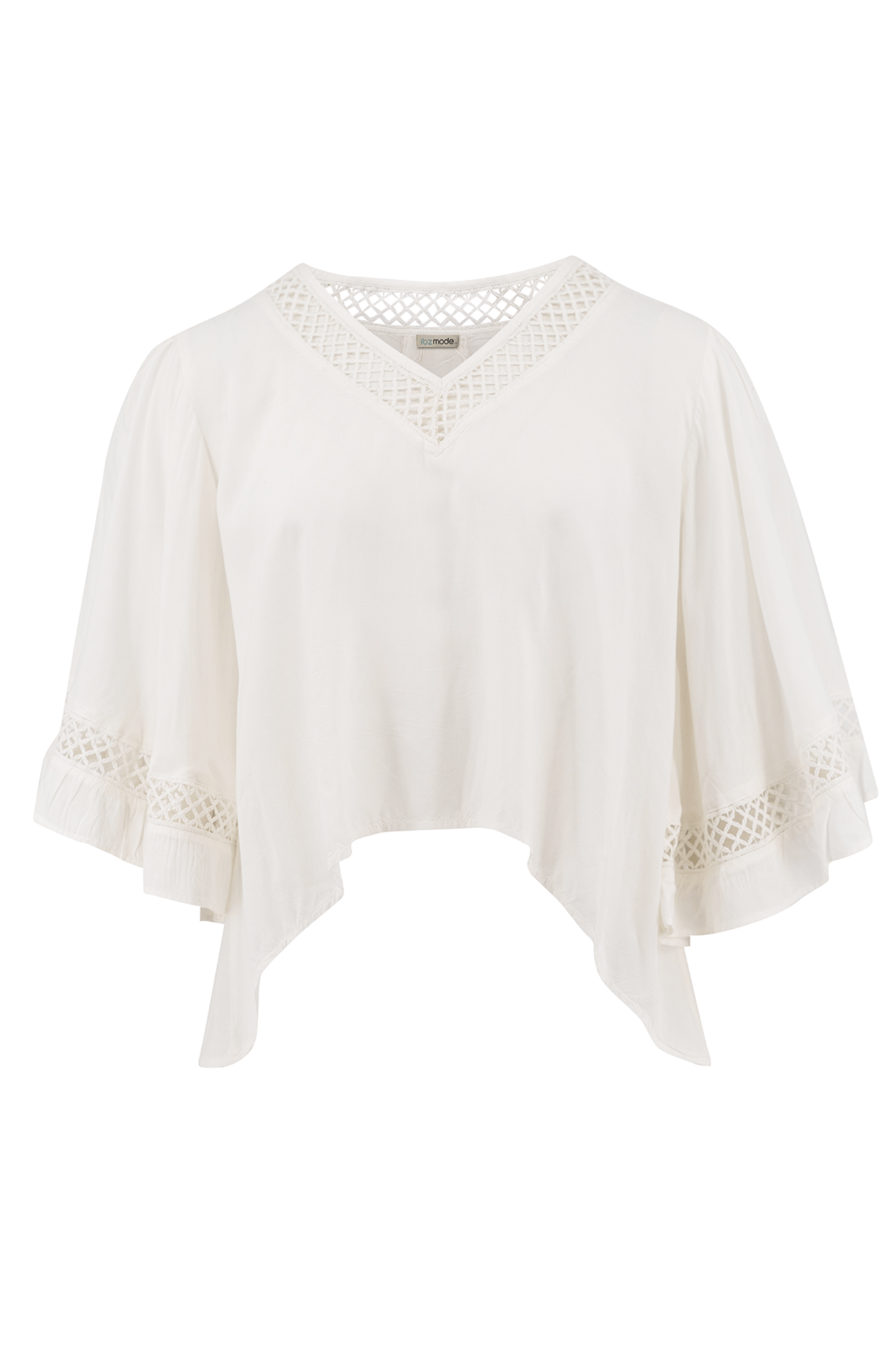 Bohemian top in ivory van ibzmode, Brands of Ibiza