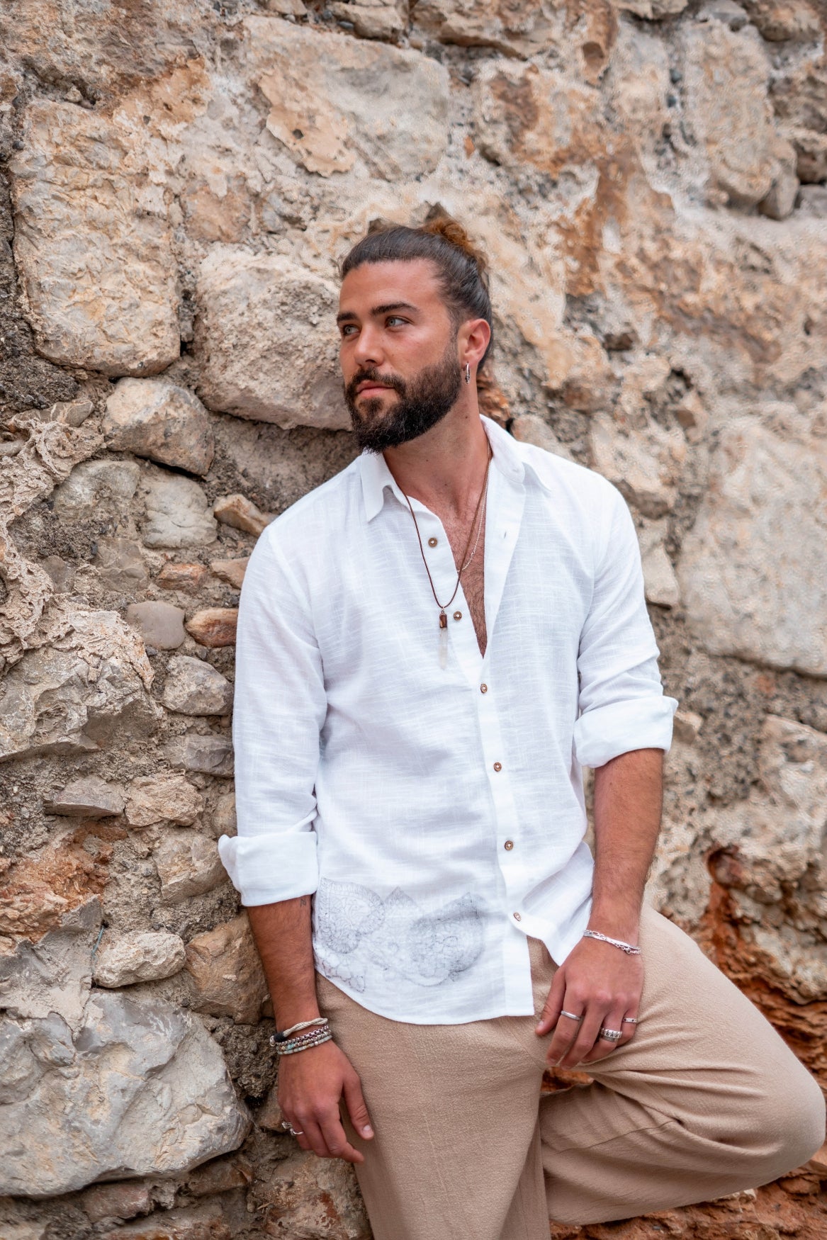 Bohemian blouse in white van ibzmode, Brands of Ibiza