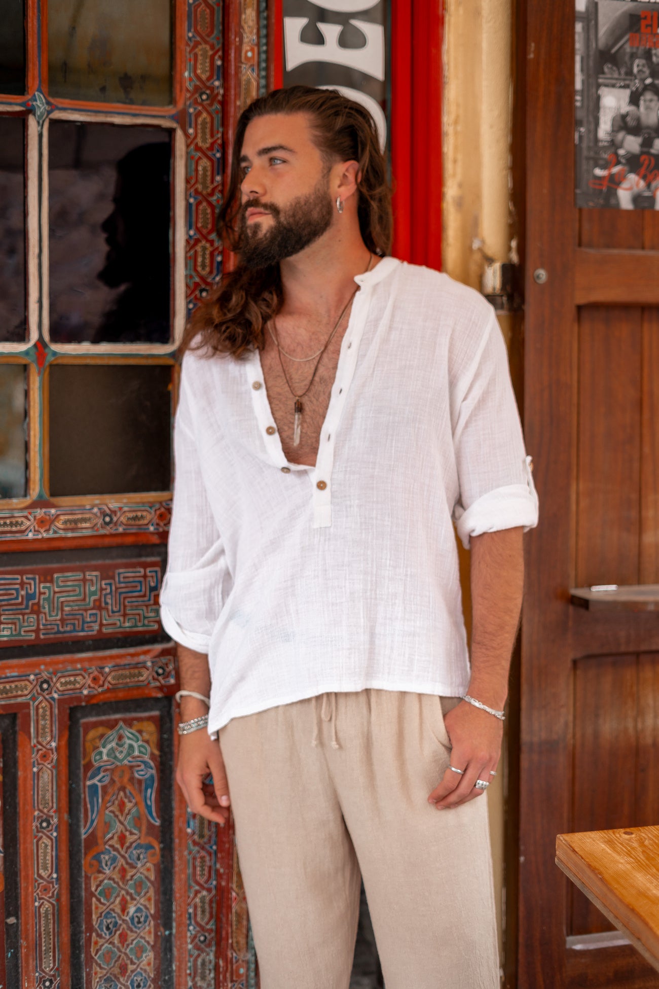 Bohemian blouse in white van ibzmode, Brands of Ibiza