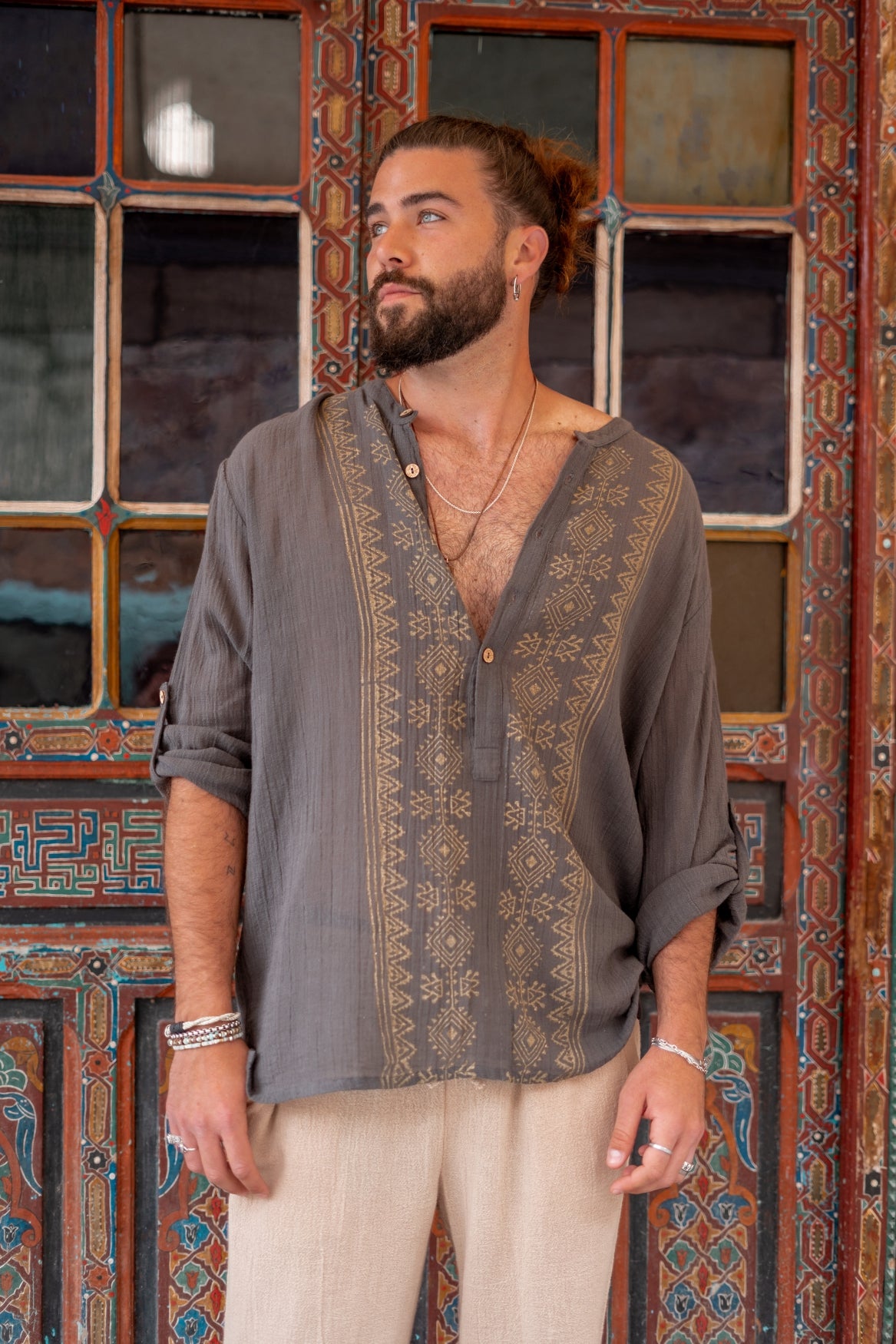 Bohemian blouse in anthracite van ibzmode, Brands of Ibiza