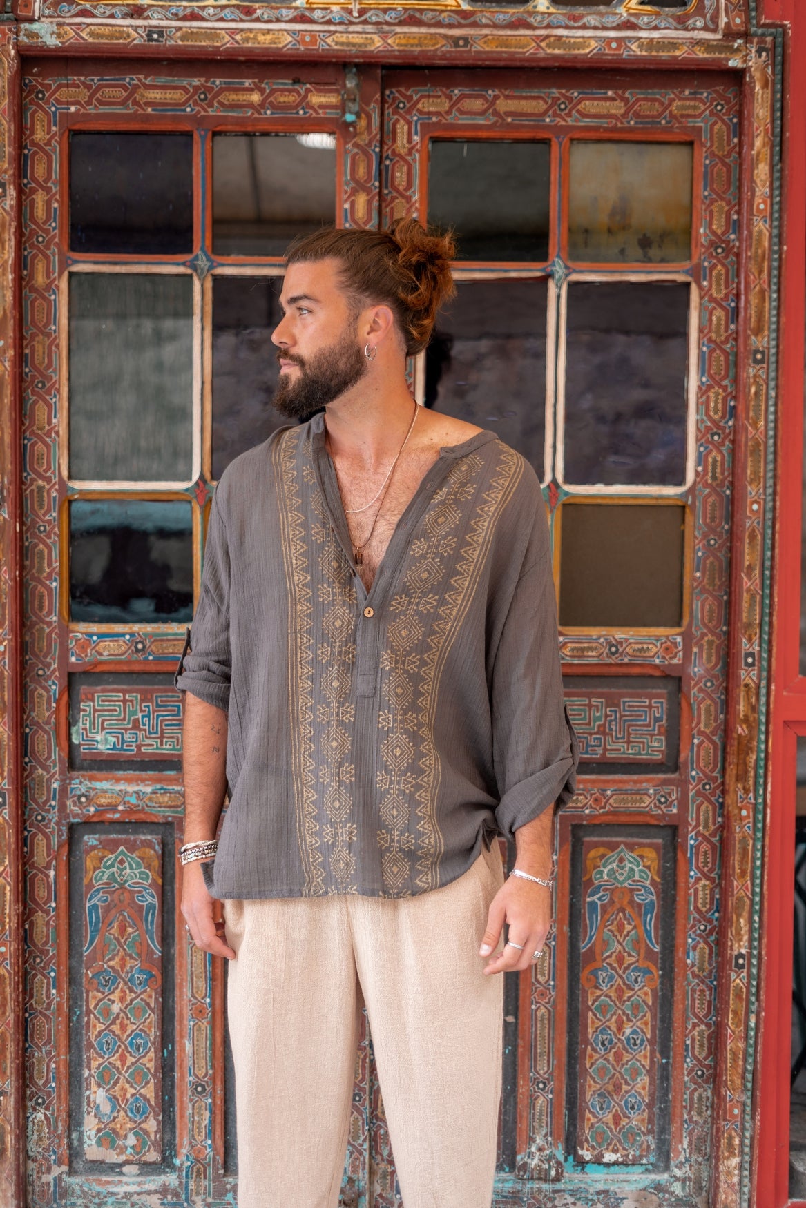 Bohème Bluse in Anthrazit von ibzmode, Brands of Ibiza