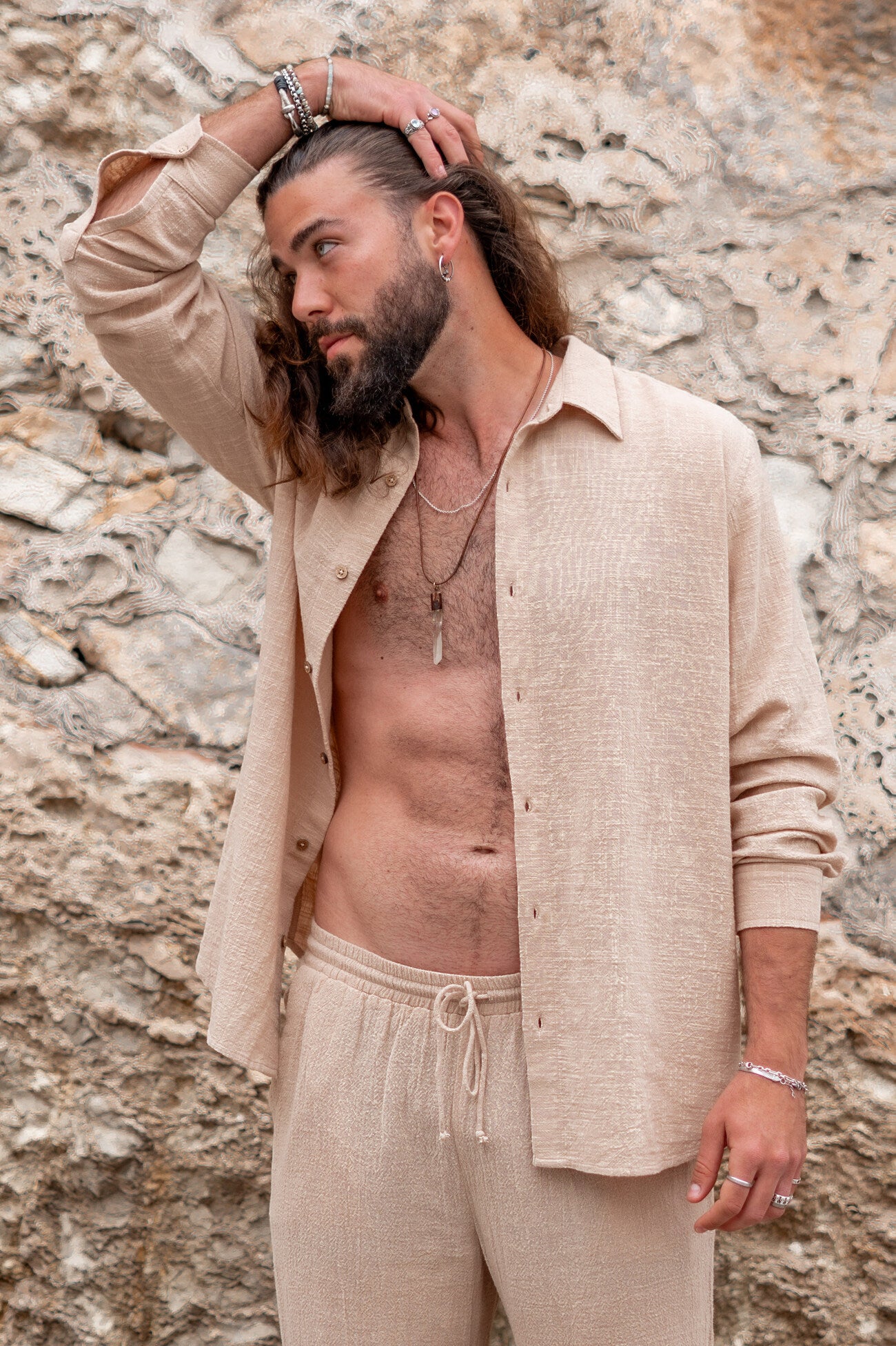 Bohemian blouse in sand van ibzmode, Brands of Ibiza