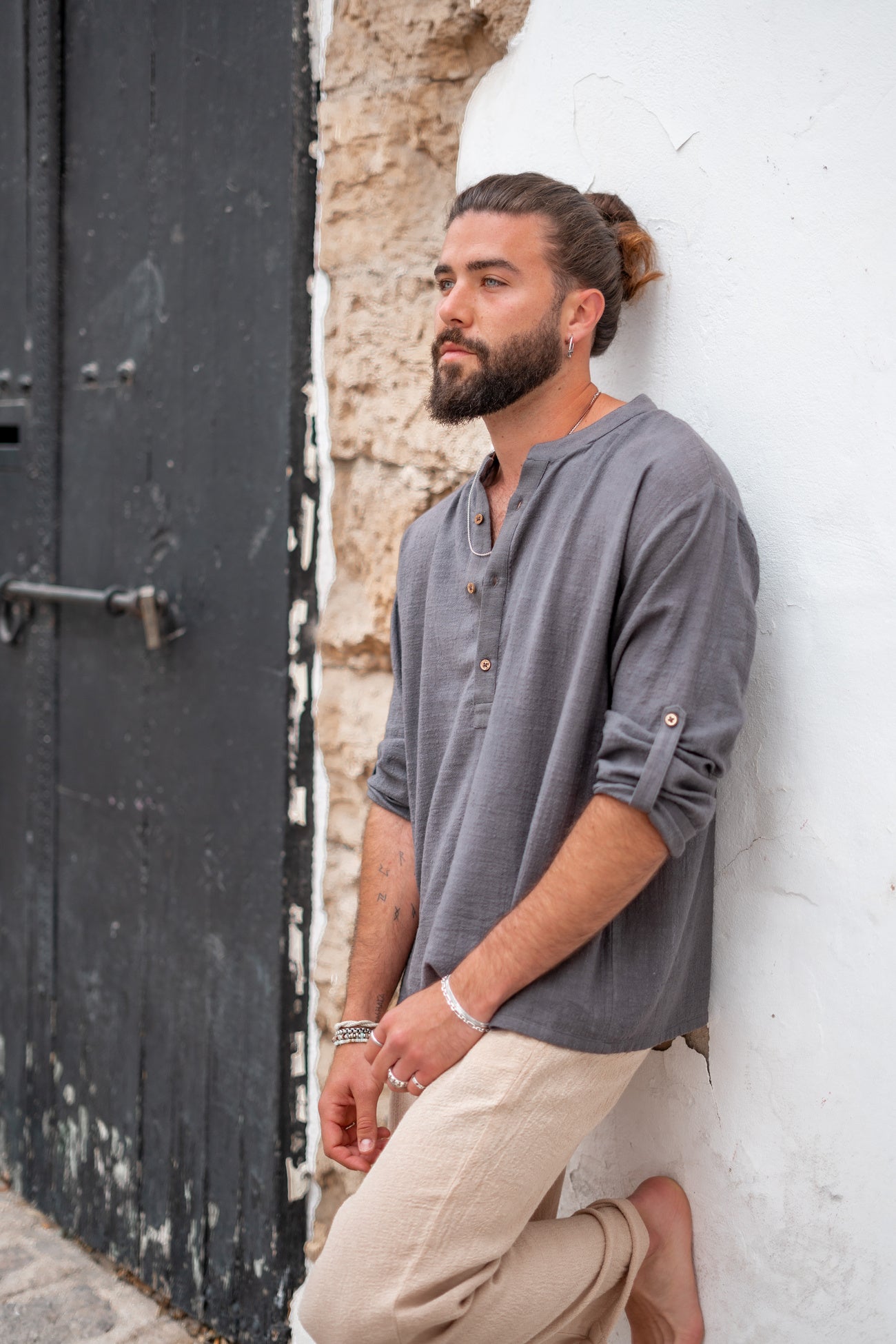 Bohemian blouse in anthracite van ibzmode, Brands of Ibiza