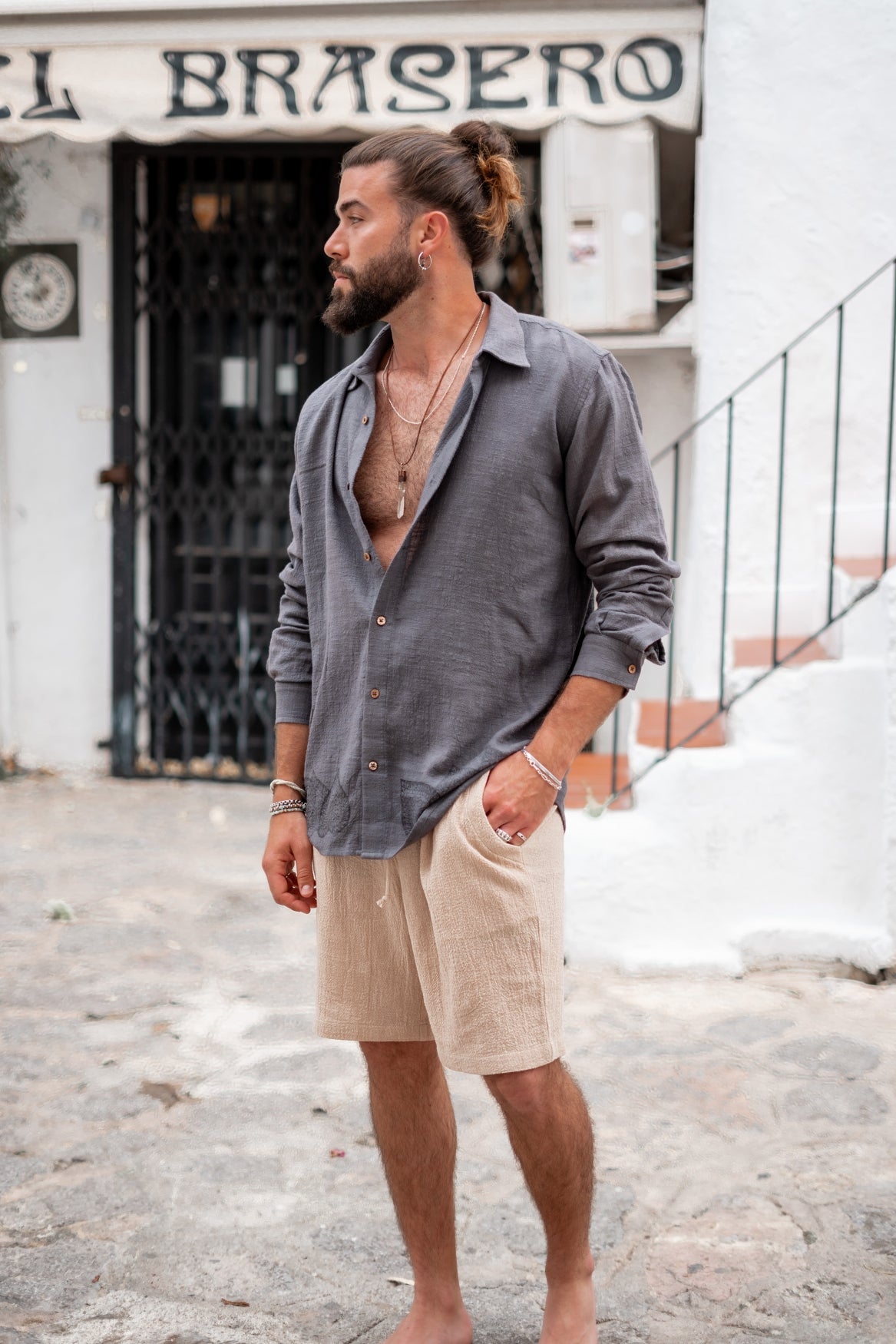 Bohemian blouse in anthracite van ibzmode, Brands of Ibiza