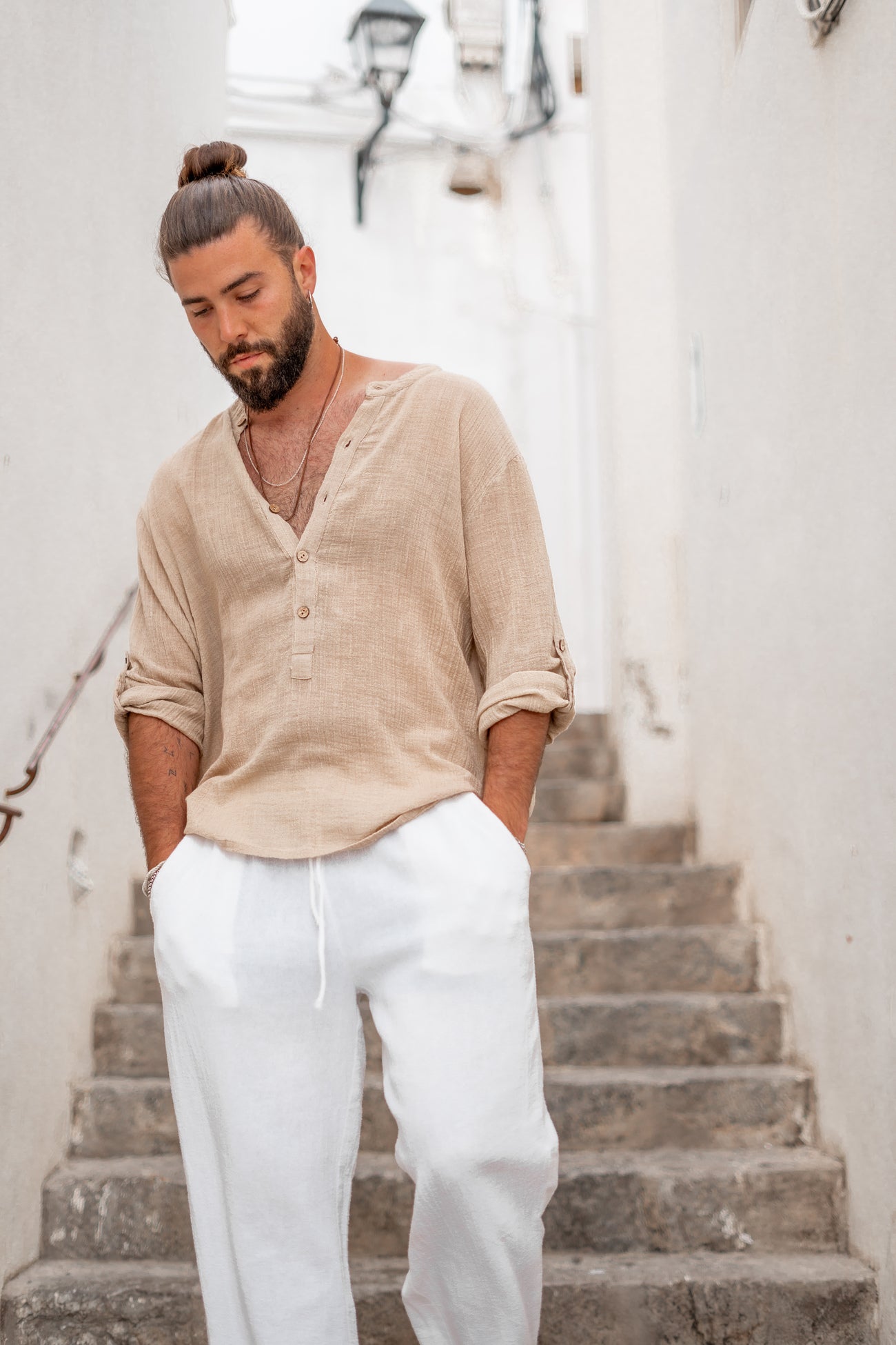 Bohemian blouse in sand van ibzmode, Brands of Ibiza