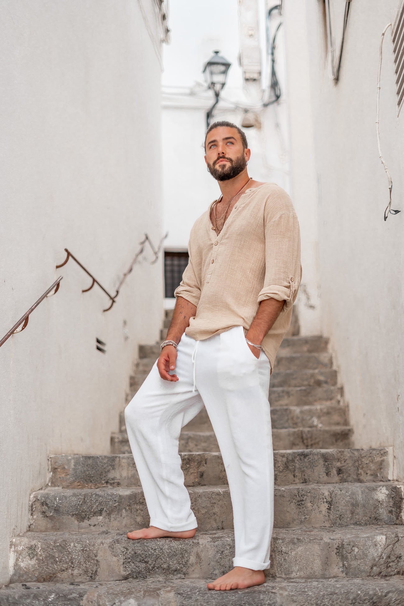 Bohemian blouse in sand van ibzmode, Brands of Ibiza