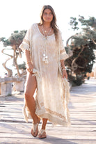 Ibzmode Long Kaftan Vayla Lumira Ivory luxury bohemian beachwear