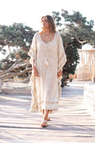 Ibzmode Long Kaftan Vayla Lumira Ivory luxury bohemian beachwear