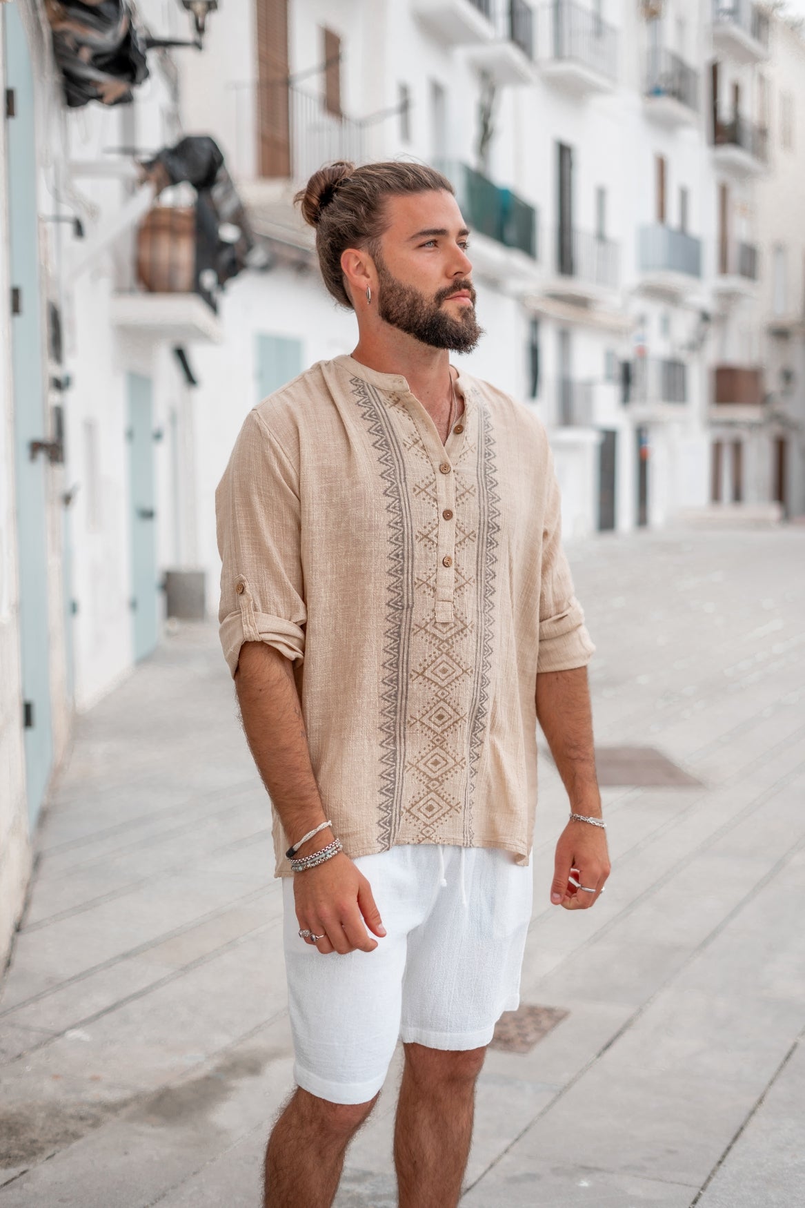 Bohemian blouse in sand van ibzmode, Brands of Ibiza