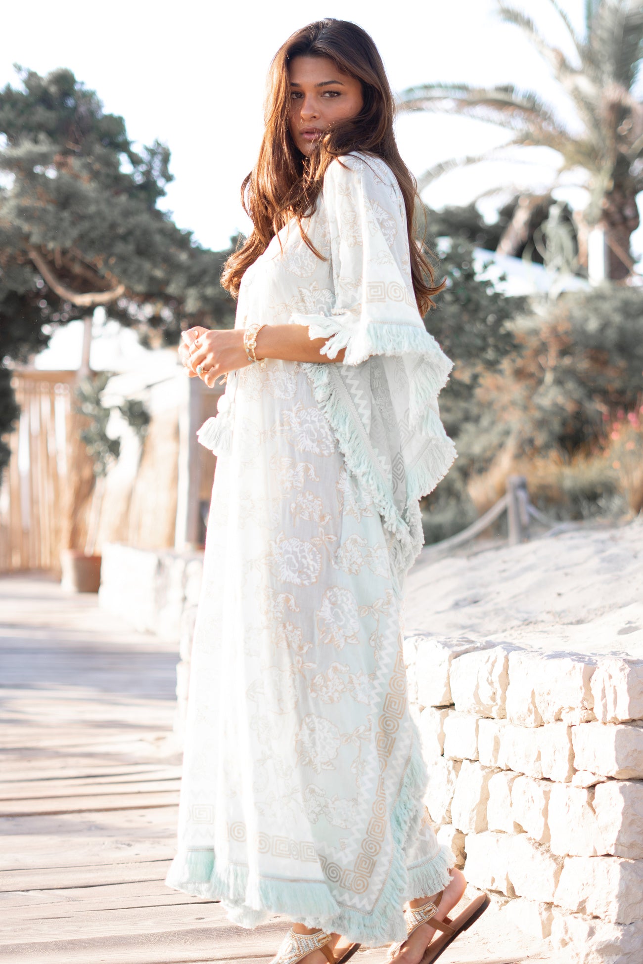 Ibzmode Long Kaftan Vayla Lumira Baby Blue luxury beach kaftan