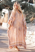 Ibzmode Long Kaftan Vayla Lumira Old Pink luxury beach kaftan
